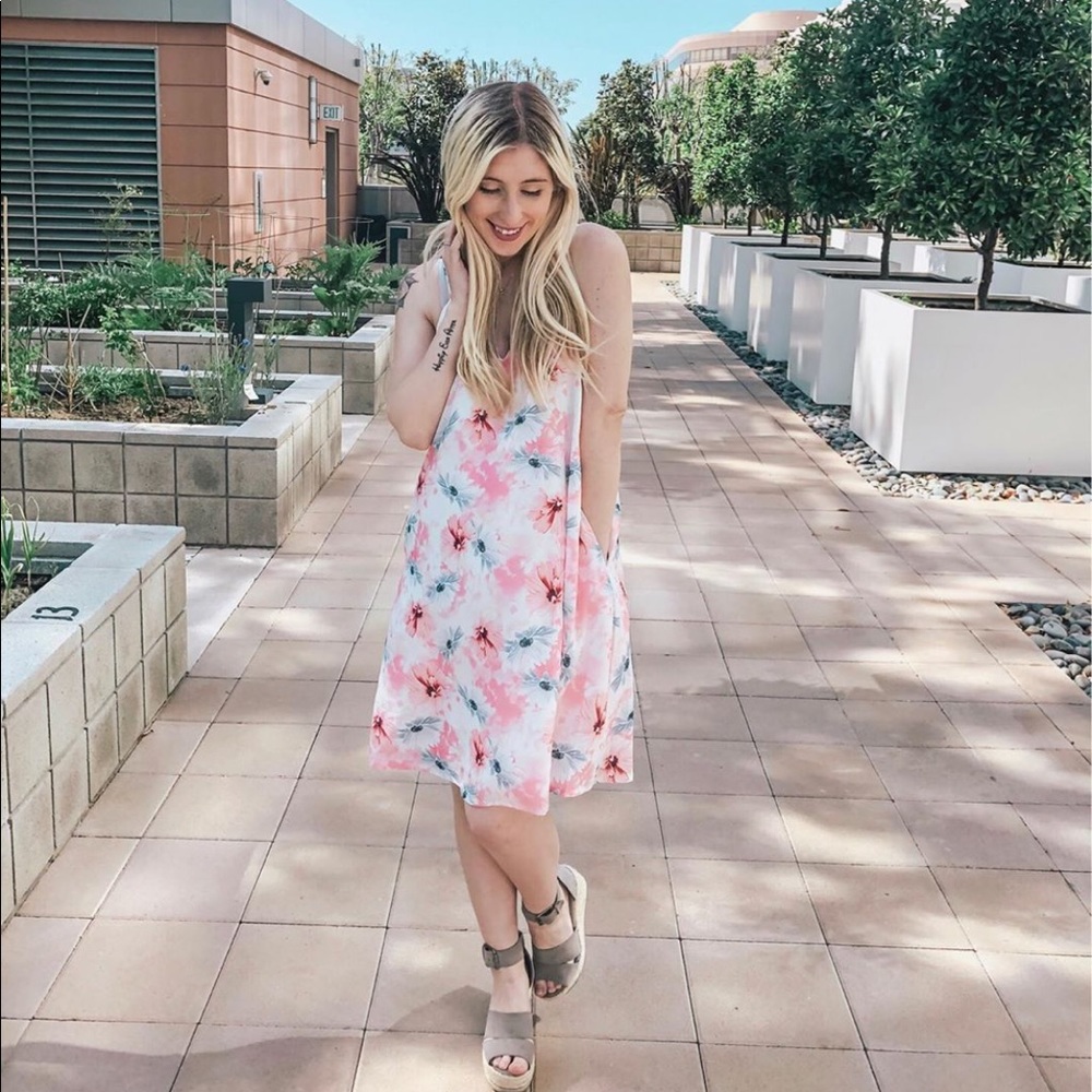 Pink and blue floral dress